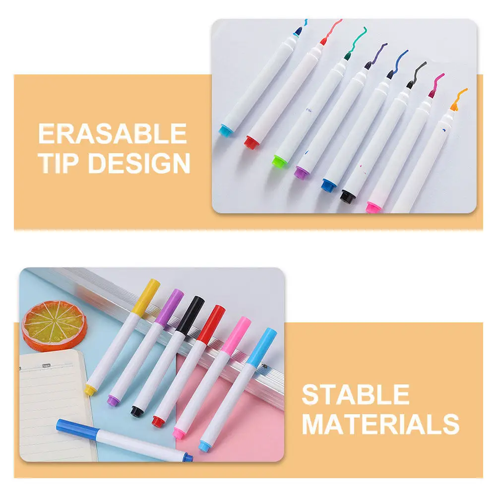 8Pcs 컬러 화이트보드 마커 드라이 지우기 펜 자기 지울 수 있는 마커 가정 학교 사무실 사용을 위한 부드러운 필기