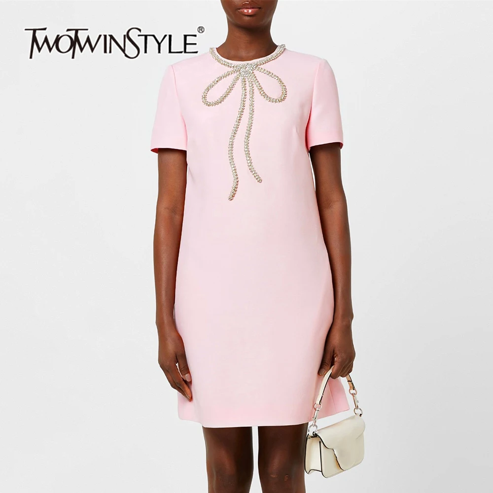 Solid Slimming Spliced Bead Two Piece Sets for Women Round Neck Long Sleeves Short Top High Wasit Skirt Set Female