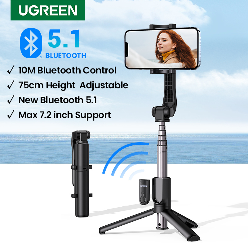  【New-in Sale】UGREEN Bluetooth Selfie Stick Tripod Stand 750mm Extended 10m Bluetooth Remote Shutter Universal For IOS Android 