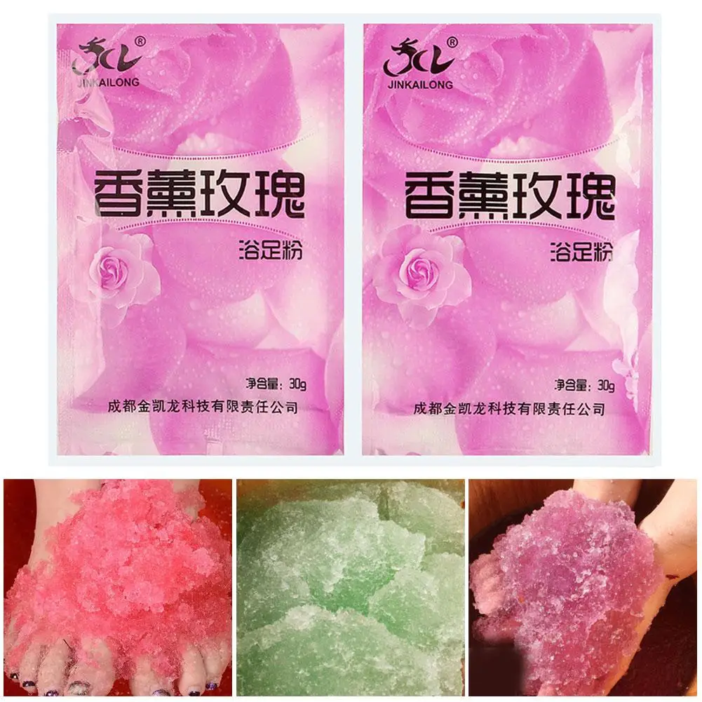 2pcs Rose Bubble Bath Powder SPA Exfoliation Foot Crystal In Care Feet Salt Winter Soaking Body Foot Scruber Bath Skin Care