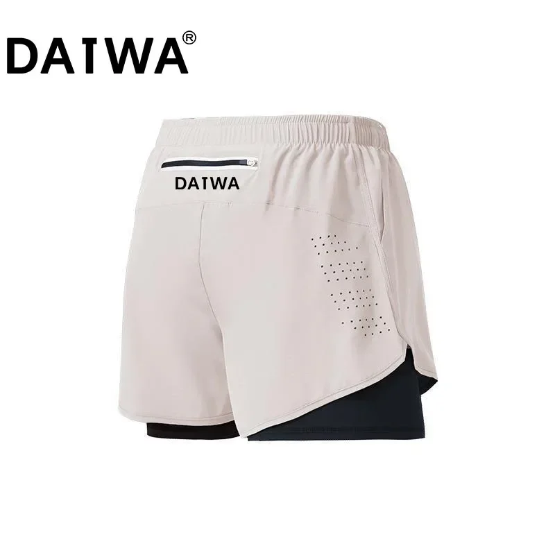 Datwa Summer Quick-drying Fishing Shorts Solid Color Casual Sports Beach Running Shorts Straight Elastic Waist Fishing