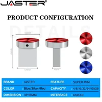 Mini Metal USB Flash Drive 128GB High Speed Memory Stick 64GB Blue Waterproof Pen Drive 32GB Circular Button USB Stick 16GB 8GB 2
