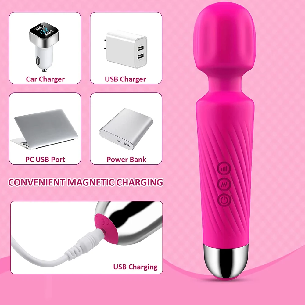 Cordless Personal Wand Electric Massager with 10 Powerful Pulse Settings,  Rechargeable Handheld Back Massager Wand Massage for Deep Muscles Pain