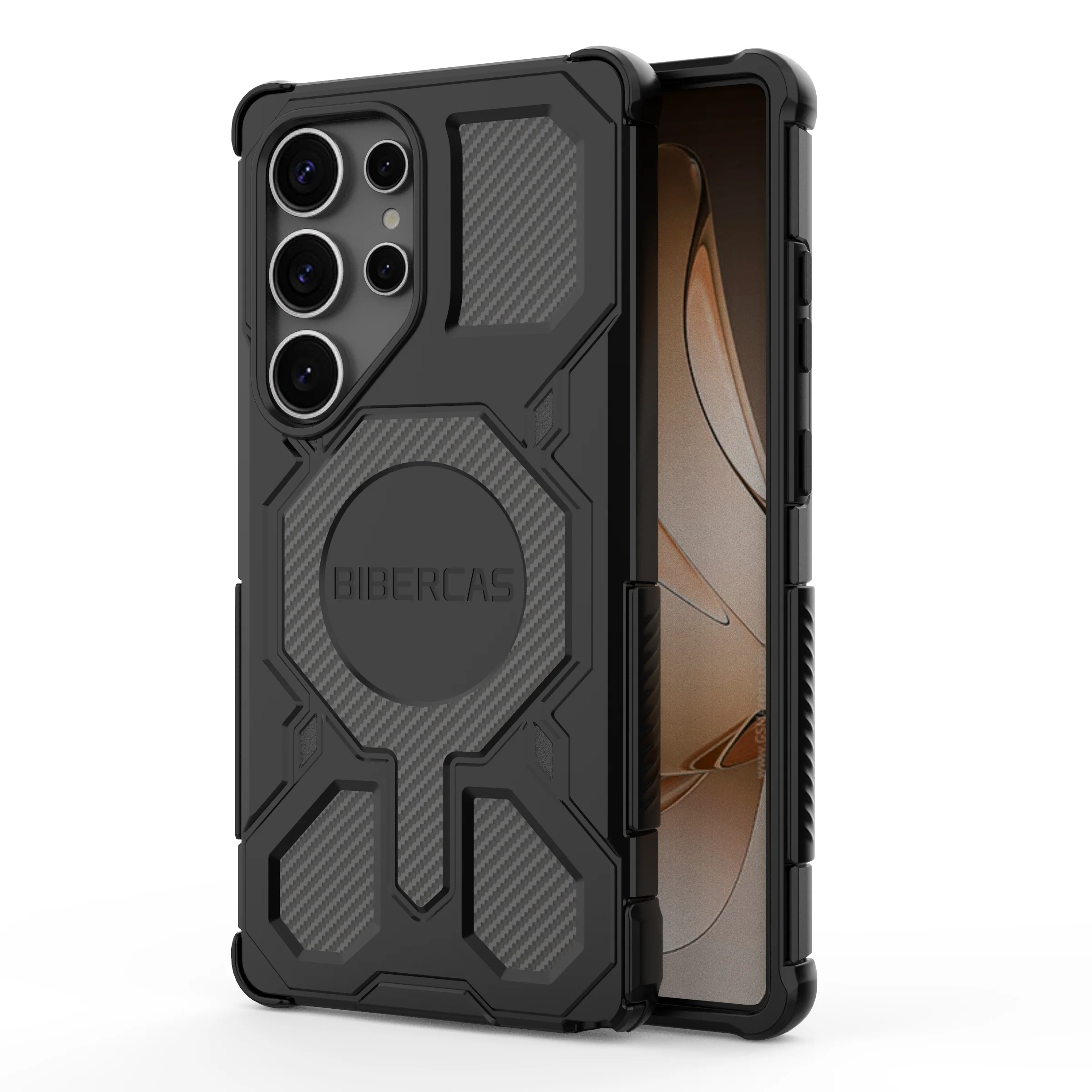 Magnetic Military Armor Phone Case with Wireless Charging & Anti-Drop Protection