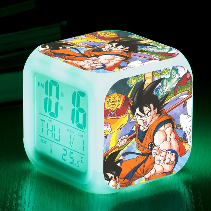 thumbnail image 1 of Reloj despertador Dragon Ball Z Goku, reloj cuadrado con siete colores cambiantes, reloj impreso Digital 3D, despertador para niños y adolescentes, regalo para niños, 1 of 5