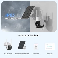 Caméra de sécurité H.view 4G 3Mp alimentée par énergie solaire, batterie 8000mAh, surveillance extérieure, détection humaine PIR, audio avec eSIM intégré 6