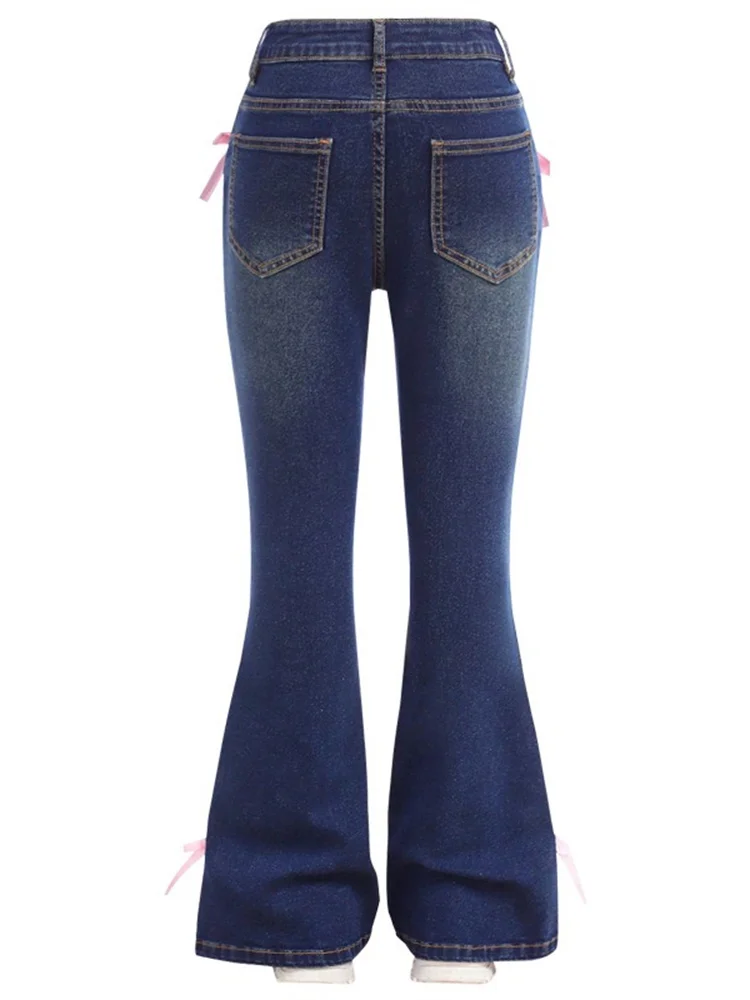 Wmstar Jeans Women High Waist Denim Bottom Boy Friend Flared Pants Bandage Korean Fashion  Streetwear Wholesale Dropshipping