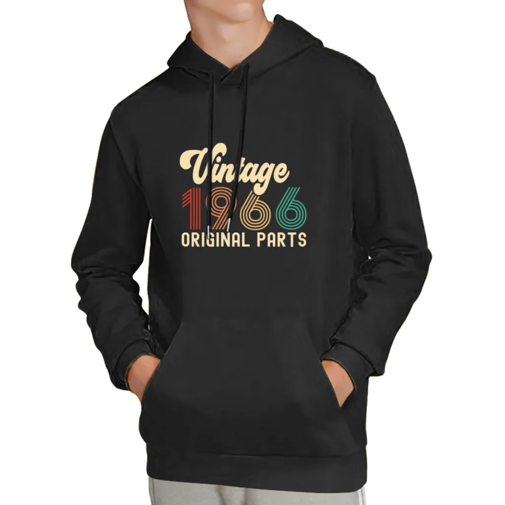 

Vintage 1966 Original Parts Born In Birthday Cotton Pullover Hoodie Men Women Unisex Hip Hop Style Sweatshirt
