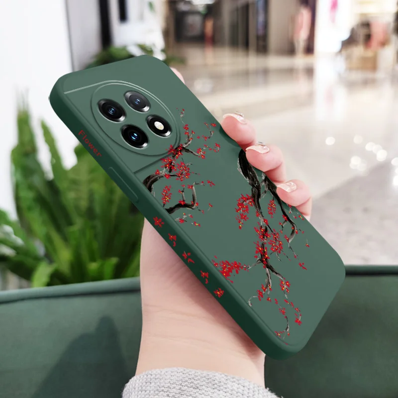 Elegant Cold Plum Snow Liquid Silicone Phone Case Cover