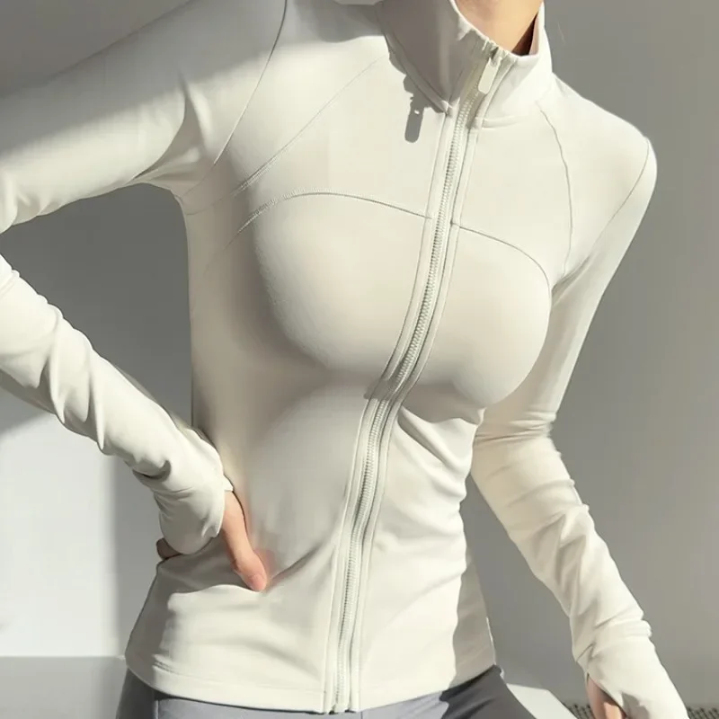 Women Zip Fitness Clothes Long Sleeve Sports Jacket Gym Clothes Woman Yoga Shirt Quick Dry Top Sunscreen Sportswear Yoga