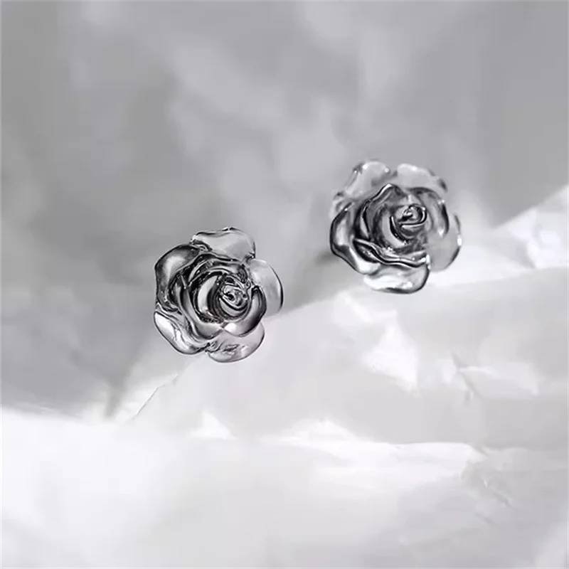 1Pair Trendy Rose Earrings Ear Stud Earrings For Women Girls Wedding Party New Fine Jewelry Gift 4