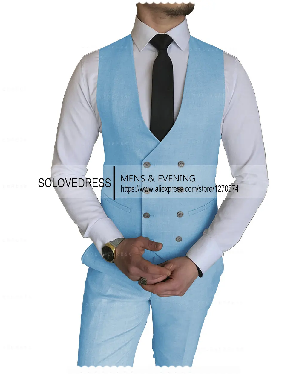 2024 New Wedding Dress Suits for Men Double Breasted Blaze Custom Made Prom 2 Piece Set Suit Vest+Pants