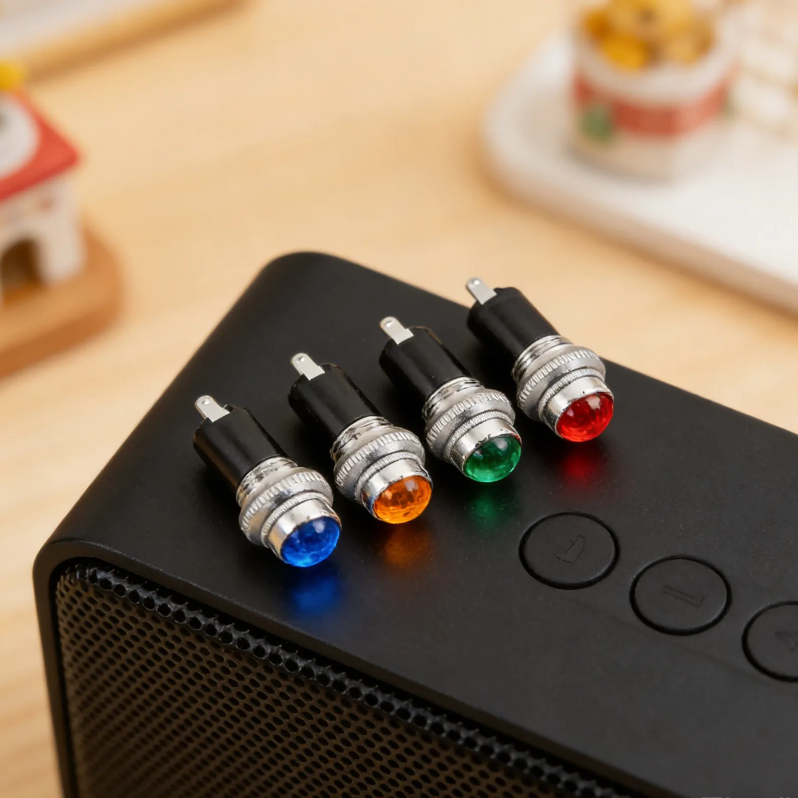4Pcs 패널 마운트 LED 표시 등 금속 하우징 6.3V 0.15a 무대 오디오 장비 전원 제어용 컬러 신호 램프 세트