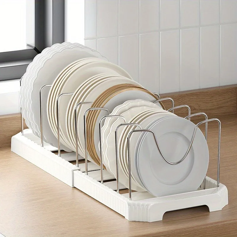 Expandable Pot and Pan Organizer Rack Stainless Steel Pot Lids Organizer Kitchen Pan Organizer for Cabinet Cookware Dish Rack 4