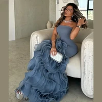 Elegant  Asymmetrical Prom Gown Tiered Layers Party Dress for Women Mermaid Evening Dresses Formal Occasion Dresses Customized - Image 3