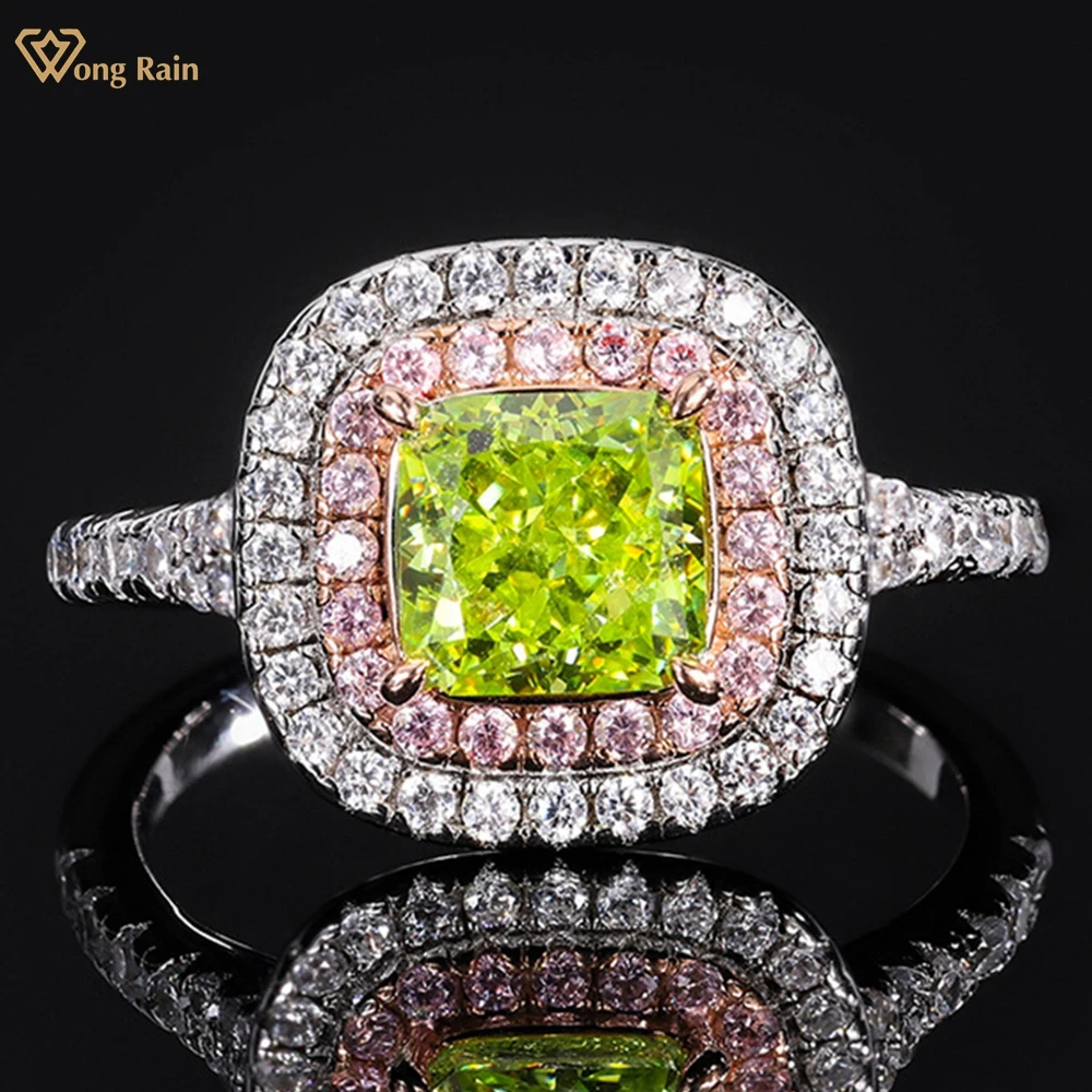 

Wong Rain 925 Sterling Silver 6MM Crushed Ice Cut Lab Peridot High Carbon Diamond Gemstone Fine Jewelry Ring For Women Wholesale