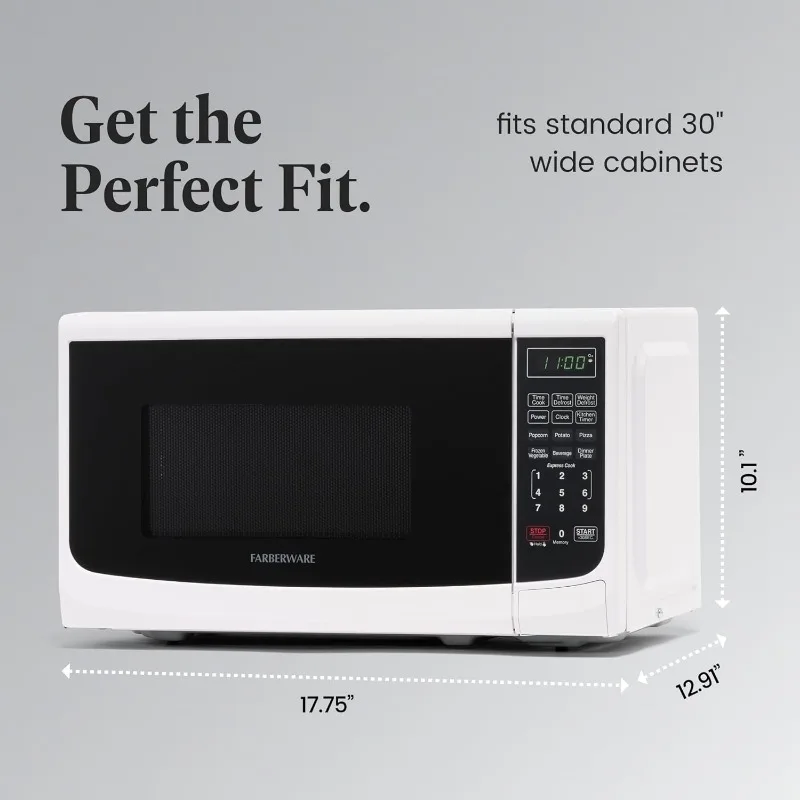 Countertop Microwave 700 Watt, Cubic Feet - With LED Lighting and Child Lock - Perfect for Apartments and Dorms - Easy to Clean 3