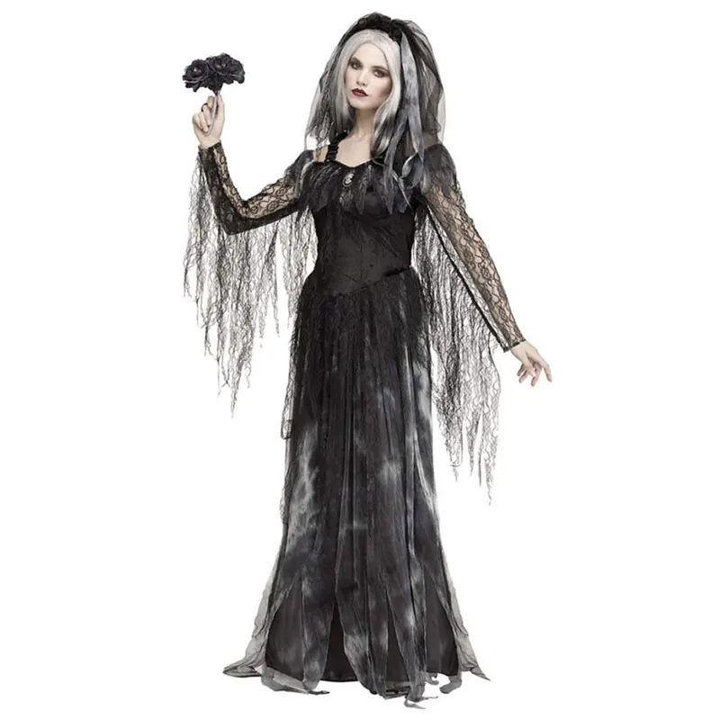 

Medieval Day Of The Dead Witch Women Scary Zombie Vampire Halloween Horror Spooky Ghost Performance Drama Masquerade Clothing