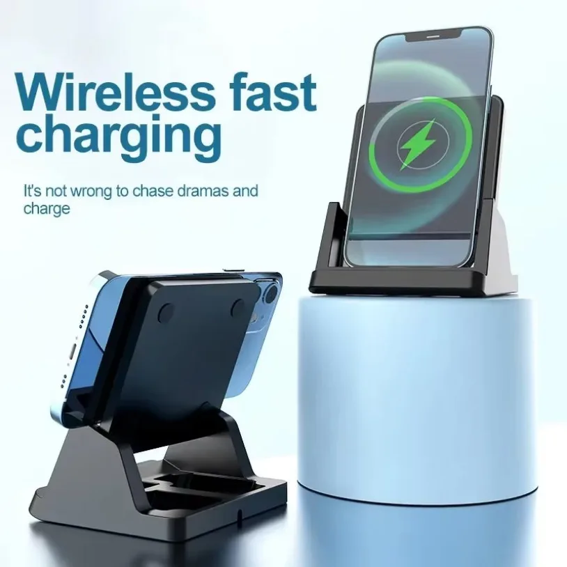 100W Wireless Charger Pad Stand Desktop Ultra-thin Mobile Phone Fast Charging Dock Station For iPhone 15 14 13 12 Samsung Xiaomi