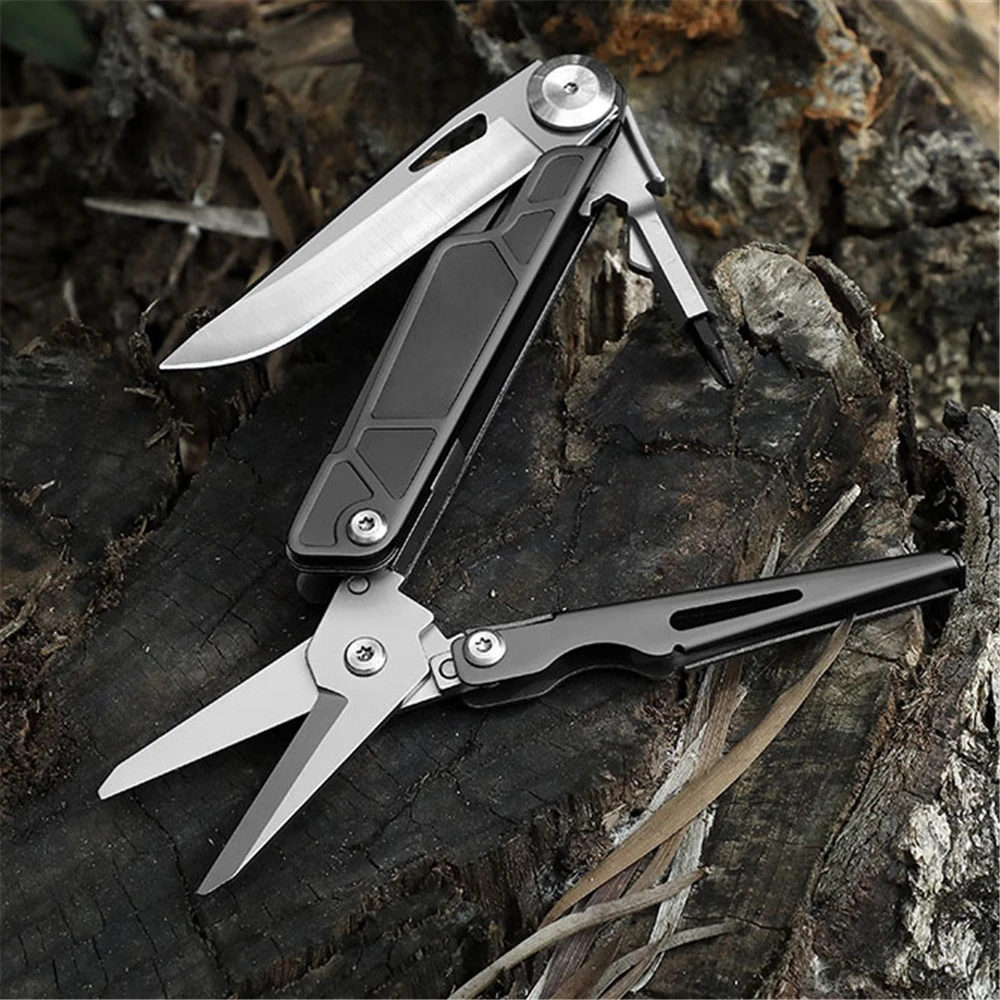 2 in 1 Multifunction Scissors EDC Utility Knife Outdoor Camping Portable Pocket Dolding Knife Stainless Steel Scissors 3