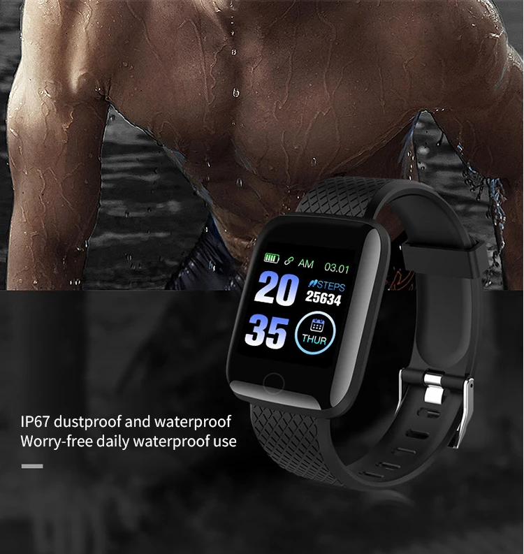 116Plus Smart Watch Bluetooth Sports Wristwatches Smartwatch Smart Bracelet Clock Fitness Tracker Christmas Gift For Android IOS