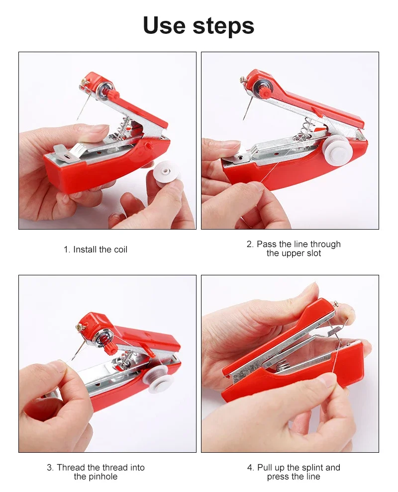 1PC Mini Cordless Hand-Held Sewing Machines Needlework Clothes Useful Portable Sewing Machines DIY Apparel Fabric Tool