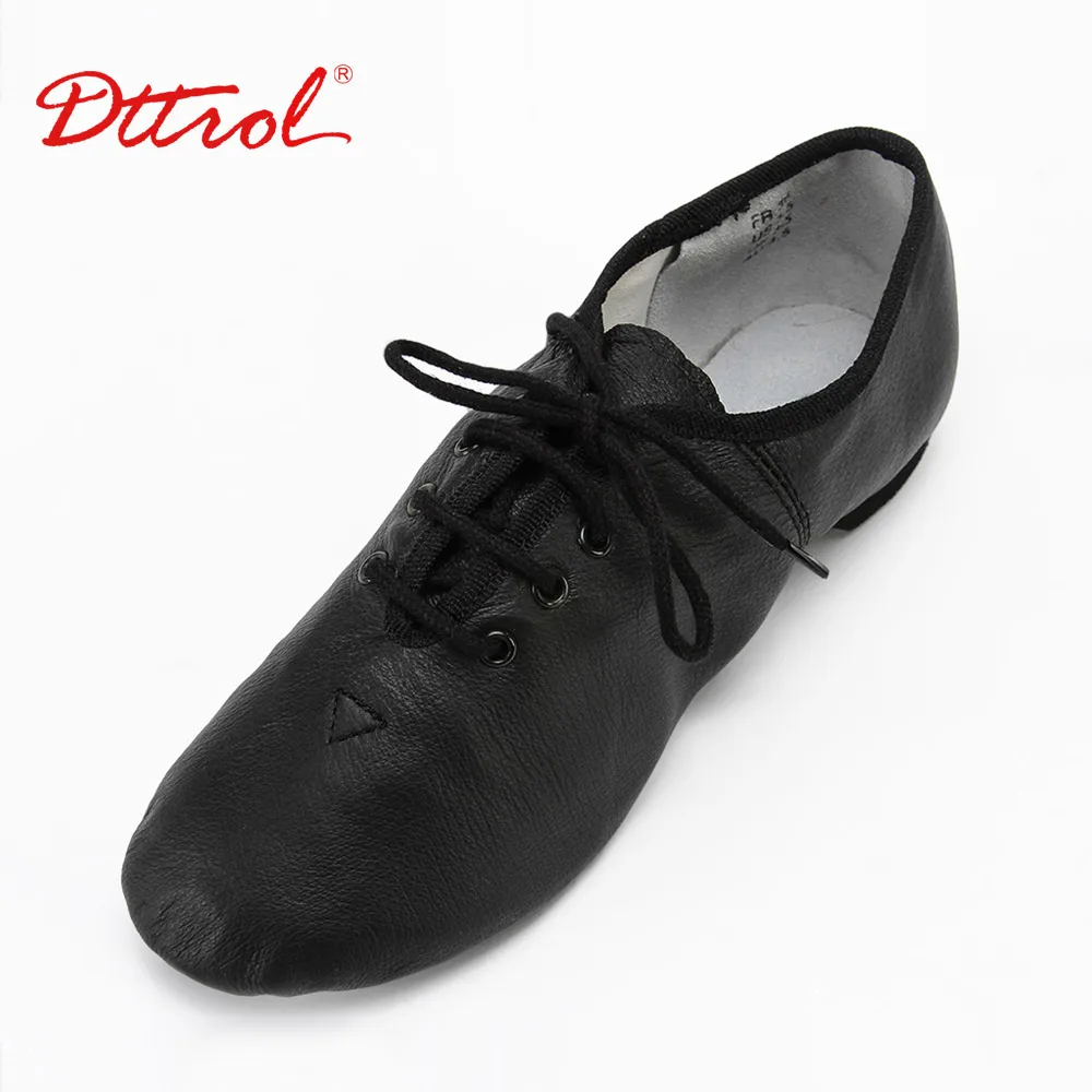 Genuine Leather Lace-Up Jazz Ballet Dance Shoes For Men Women Soft Dancing Sneakers For Boys Black Tan Sport Pointe Shoes 5