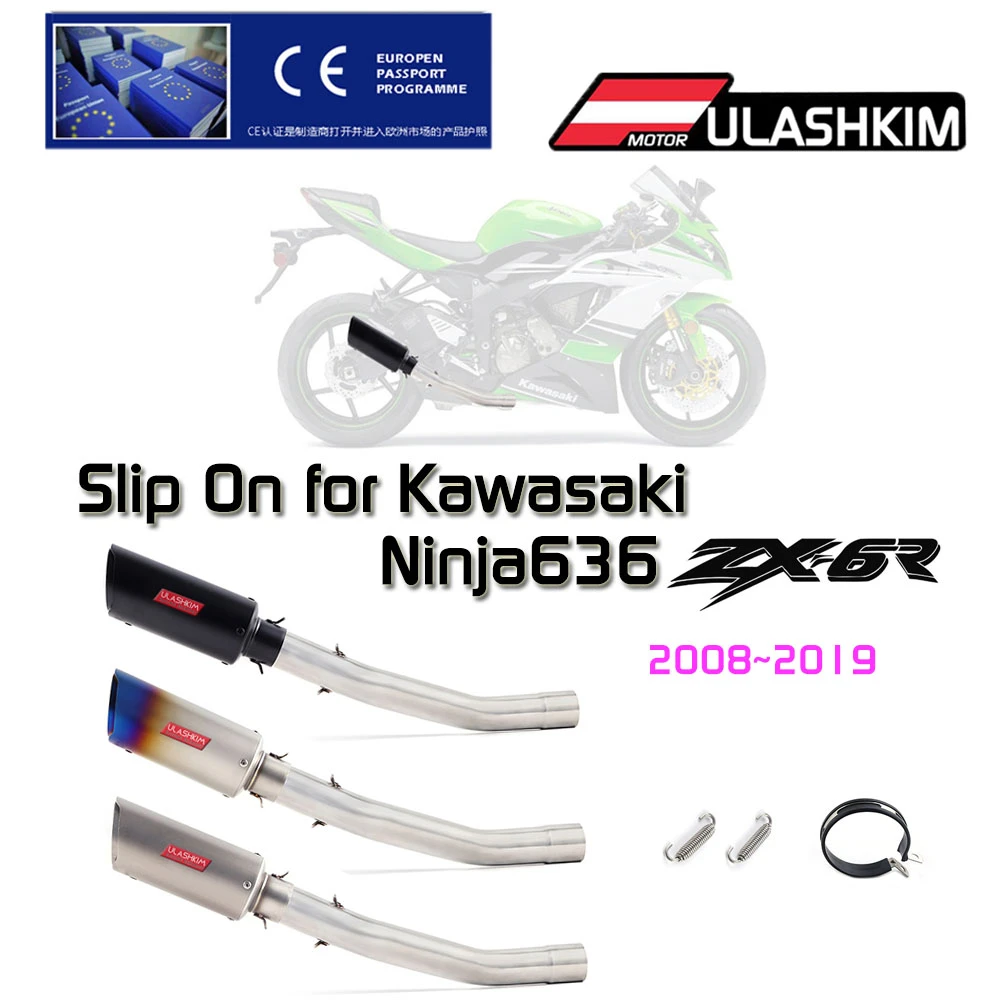 Slip On For Kawasaki Zx6r Zx6r Zx 6r Ninja 636 20082019 Motorcycle Exhaust Full System Middle