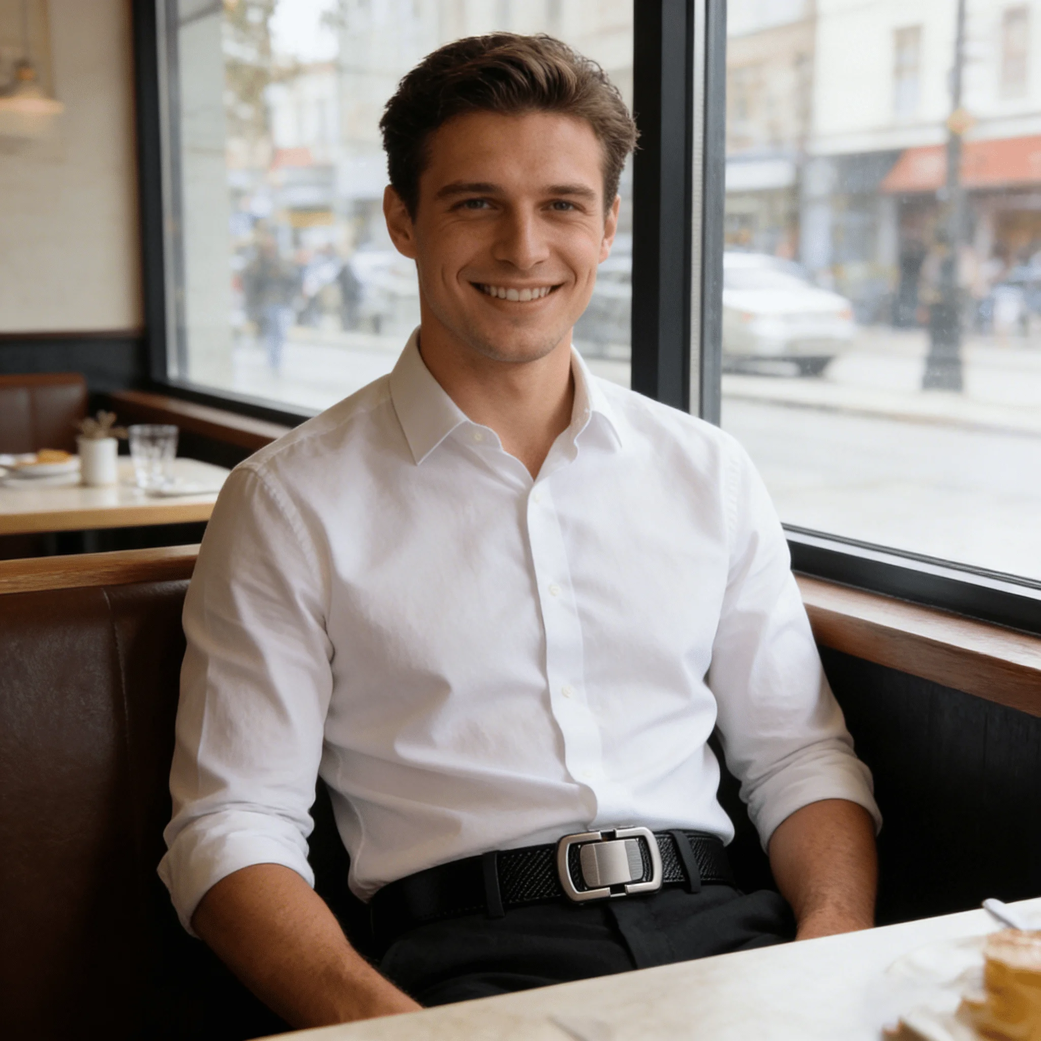 Modischer Business-Gürtel aus Echtem Leder für Herren Automatische Schnalle Taillengürtel mit Kohlefaser-Textur Zweischichtiges Rindsleder – Detail 18