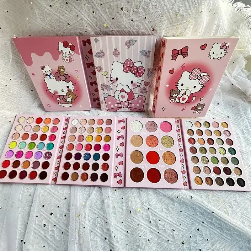 

Anime Sanrio Hello Kitty 117-Color Eyeshadow Palette Cartoon High-value Pearlescent Matte Fine Shimmer Blush Kawaii Xmas Gifts