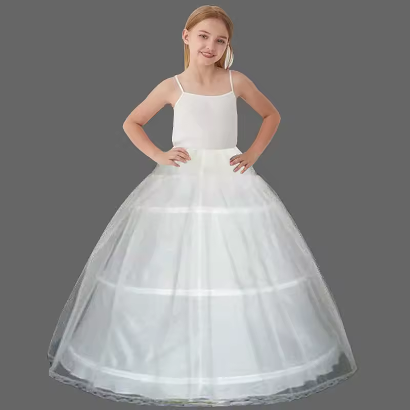 White Petticoats for Children Ball Gown Wedding Flower Girl Dress 2/3 Hoops Crinoline Puffy Kids Slip High Quality Underskirt