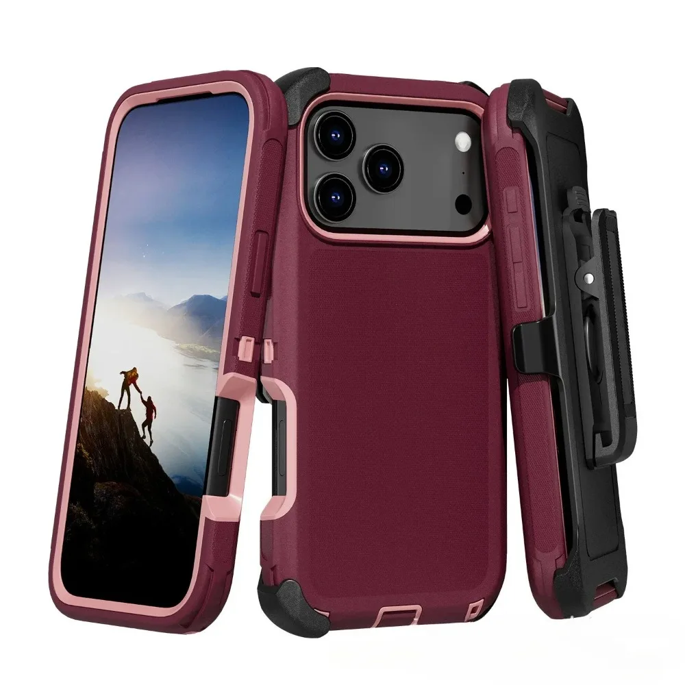 Rugged Shockproof Armor Phone Case with Clip - Heavy Duty Military Grade Protection