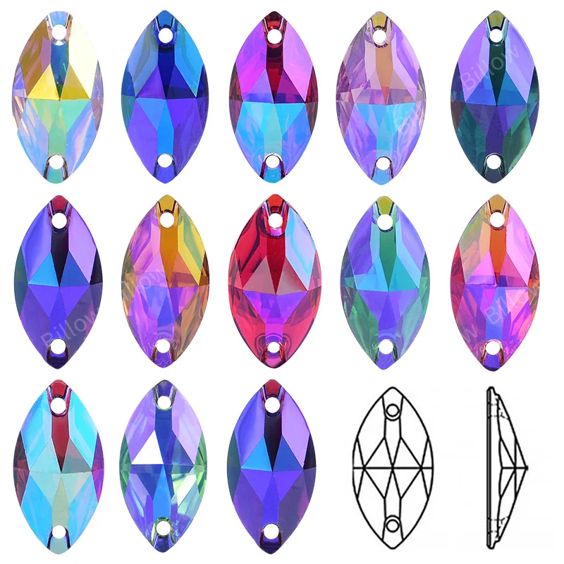 Mixed Color Horse Eye Sew On Rhinestone Resin Flatback Sew On Crystal