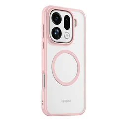 Magsafe Magnetic Matte Phone Case with Wireless Charging & Shockproof Back Cover for OPPO Find X9 (Pink)