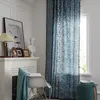 Half Blackout Curtains Boho Blue Geometric Printing Curtain for Living Room Kitchen Backdrop Curtain Cortina Home Decoration 3