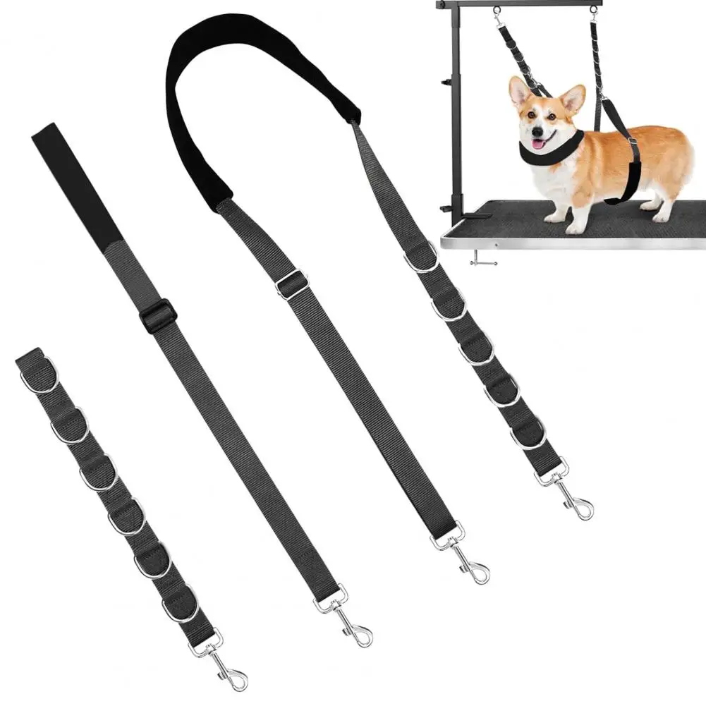 3Pcs Dog Grooming Belly Straps with Clamp Extension Loop Adjustable Design Easy To Use Pet Grooming Ropes for Dog