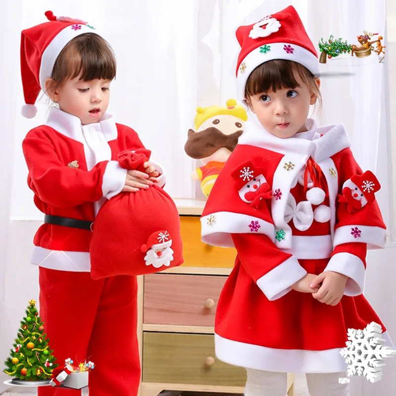 

Santa Claus Christmas Costumes Disguise For Kids Boy Girl Performance Costume Stage Outfit Carnival Luxury Dress Mini Dress