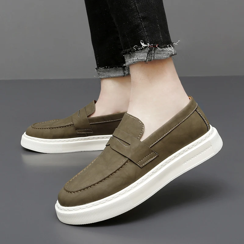 New Male Footwear Genuine Leather Mens Slip on Driving Shoes High Quality Mens Casual Flats High Quality Mens Breathable Loafers 2