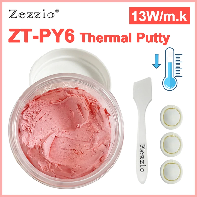 Thermal Putty Heat Blocking Putty para Vga Gpu Processador ic Refrigeração Rápida Alto Desempenho 13w M-k 10g 20g 50g Zezzio-zt-py6