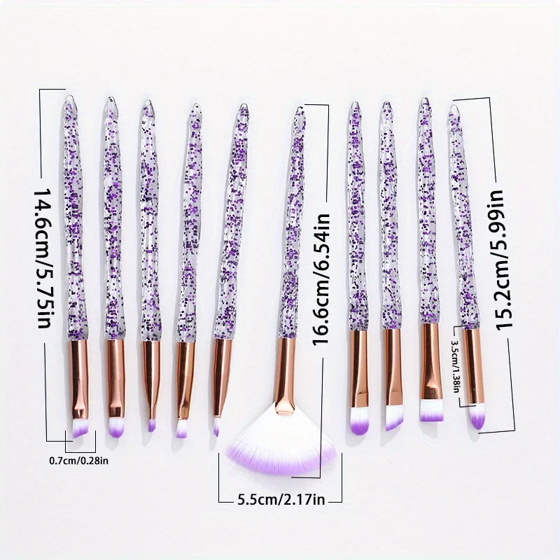 Description Picture 3 of item10PCS/set Crystal Spiral Makeup Brush Handle Makeup Brush Blush Brush Makeup Brush Set