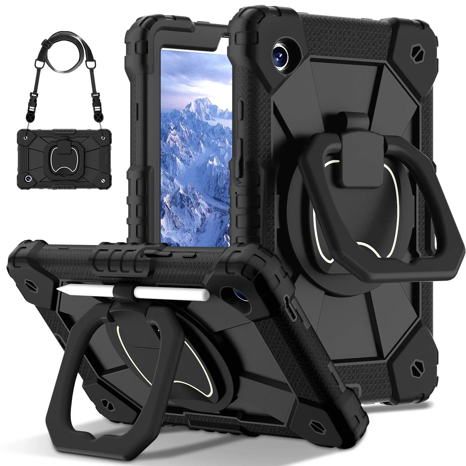 360-Degree Rotating Kids Tablet Case with Shoulder Strap