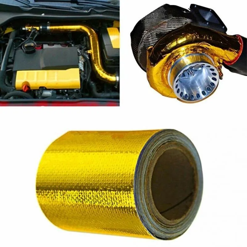 Gold Thermal Exhaust Tape Air Intake Heat Insulation Shield Wrap Reflective High Temperature Insulation Tape Foil Tape For Car E proliant dl360 gen10 plus high performance heat sink kit