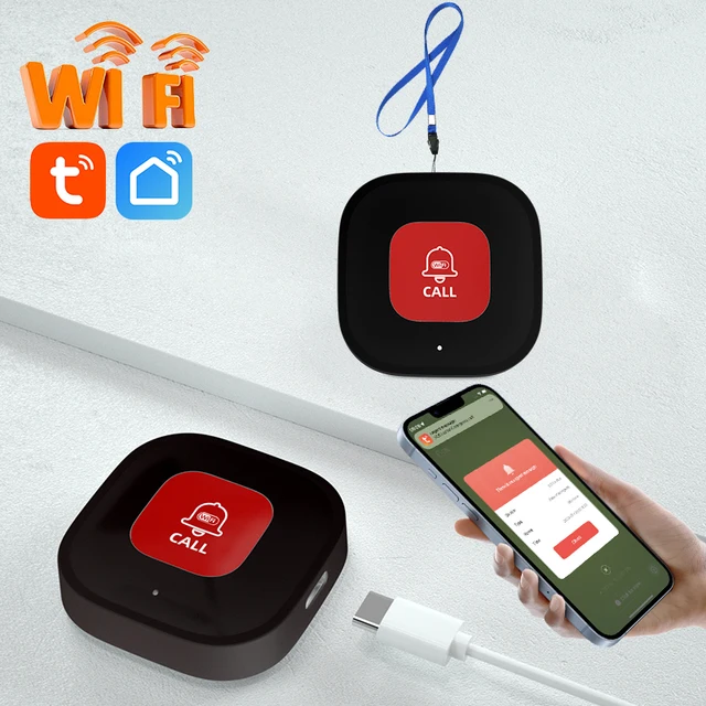 Tuya WiFi Smart SOS Call Button Wireless Caregiver Pager Phone Alert Transmitter Emergency Call Button for Elderly Patient 2