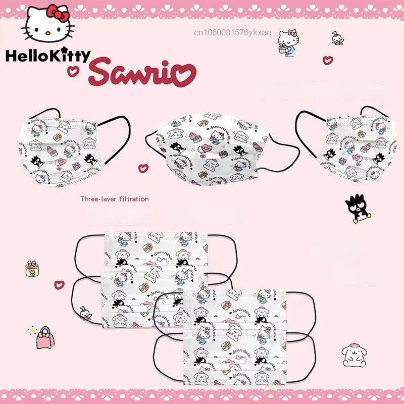 

100pcs Sanrio Hello Kitty My Melody Graphic Adult Child Disposable Protective Meltblown Filter Safe Breathable Face Decoration