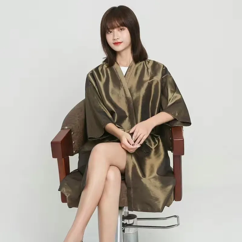 Barber Shop Ironing Dyeing Guest Robes Beauty Hair Care Waterproof And Breathable Long Robes Hair Cutting Aprons Home Clothing 4