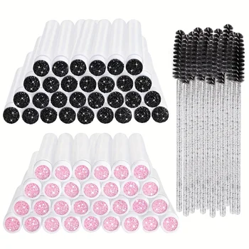 50 Crystal Lash Wands - Dual-Ended Eyelash Extension Brushes & Brow Combs, Lash Serum Applicator for Growth & Lamination 1