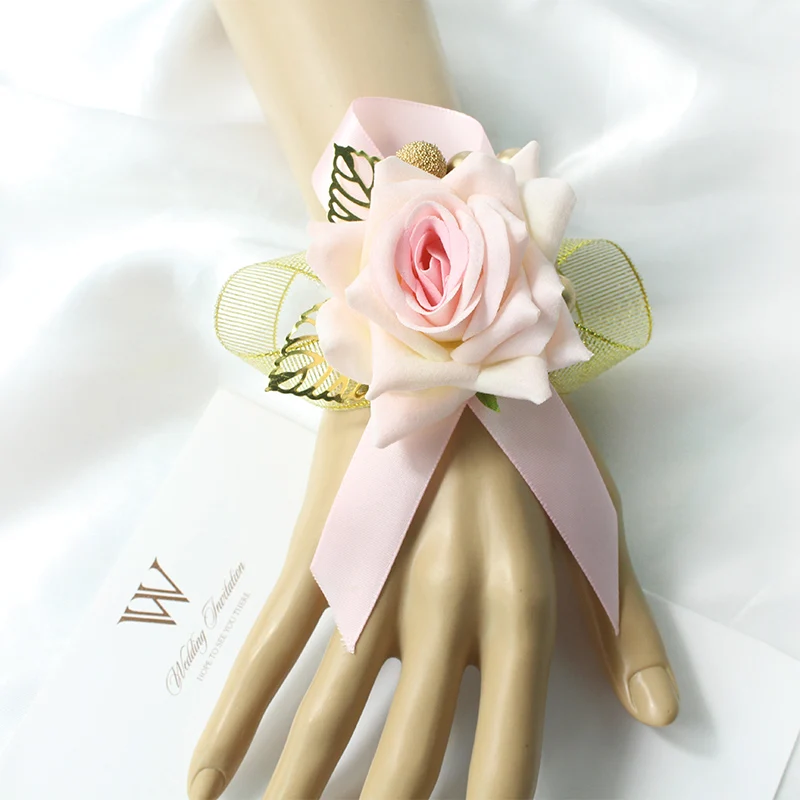 Elegant Red Rose Wrist Corsage Floral Accessory for Weddings and Special Events