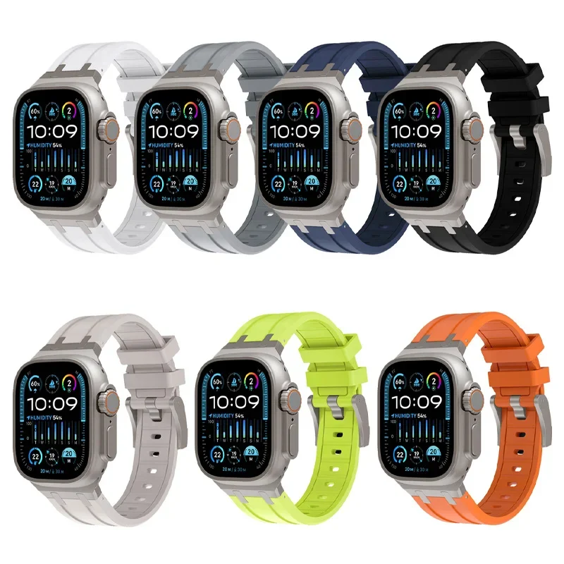 애플 워치 밴드용 실리콘 스테인리스 스틸 스트랩, 울트라 2 49mm, 9 8 7 45mm, 44mm, 42mm 워치 밴드 팔찌, 아이워치 6 5 4 SE 한국
