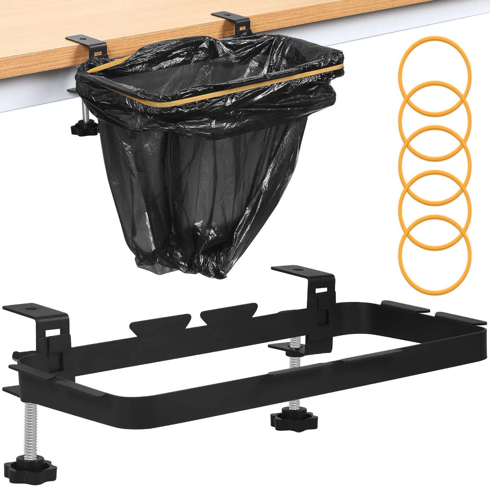 

New Hanging Trash Bag Holder Metal Cabinet Trash Bag Holder Portable Garbage Bags Storage Rack with 2 Adjustable Bow Clamps Fits