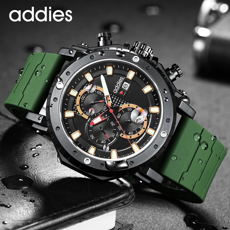 

Addies Men Outdoor Watch 50m Waterproof Luminous Watch relogios masculino Sport Silica Gel Men's Wristwatches reloj hombre